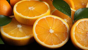 AI generated Fresh citrus fruit slice, juicy and vibrant, refreshing summer drink generated by AI photo