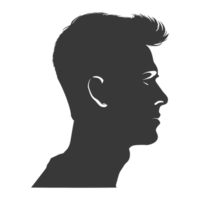 AI generated Silhouette men head thick black color only png