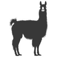 AI generated Silhouette llama animal black color only full body png