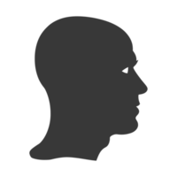 AI generated Silhouette men head thick black color only png