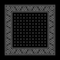 Simple Black Bandana decorated with white geometric ornament that can be applied to fabrics of various colors vector