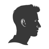 AI generated Silhouette men head thick black color only png