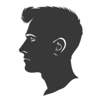 AI generated Silhouette men head thick black color only png