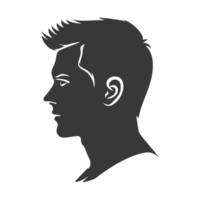 AI generated Silhouette men head thick black color only png