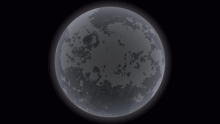 Dark moon isolated on black sky background