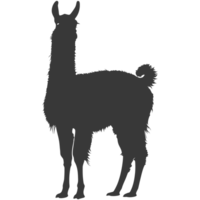 AI generated Silhouette llama animal black color only full body png