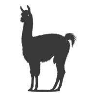 AI generated Silhouette llama animal black color only full body png