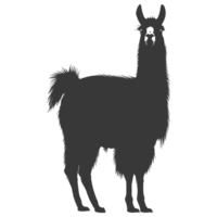 AI generated Silhouette llama animal black color only full body png