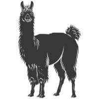 AI generated Silhouette llama animal black color only full body png