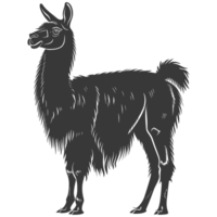 AI generated Silhouette llama animal black color only full body png