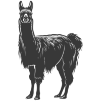 ai generato silhouette lama animale nero colore solo pieno corpo png