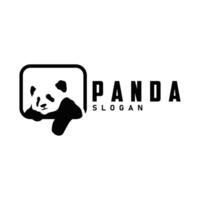 linda y sencillo perezoso negro y blanco panda animal silueta diseño modelo marca panda oso logo vector