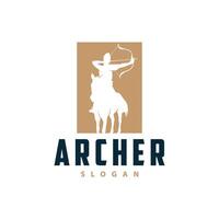 Archer logo vector silhouette warrior archery simple design bow and arrow template illustration