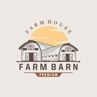 Barn logo agriculture building template farmer farm vintage design simple retro style illustration vector