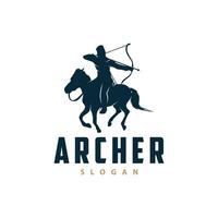 Archer logo vector silhouette warrior archery simple design bow and arrow template illustration