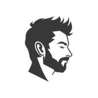 AI generated Silhouette men head thick black color only png