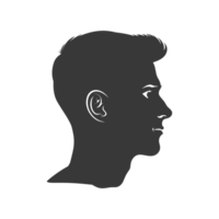 AI generated Silhouette men head thick black color only png