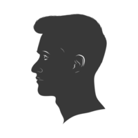 AI generated Silhouette men head thick black color only png