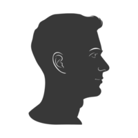 AI generated Silhouette men head thick black color only png