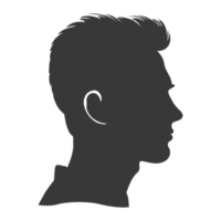 AI generated Silhouette men head thick black color only png