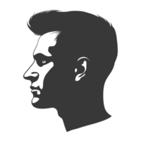 AI generated Silhouette men head thick black color only png