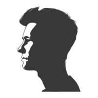 AI generated Silhouette men head thick black color only png