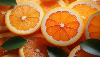 AI generated Fresh citrus fruits, nature healthy dessert, vibrant and refreshing generated by AI photo