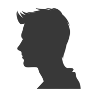 AI generated Silhouette men head thick black color only png