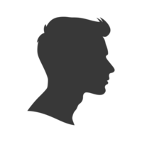 AI generated Silhouette men head thick black color only png