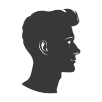 AI generated Silhouette men head thick black color only png