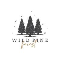 Forest Logo, Vector Forest Wood With Pine Trees, Design Inspirational Badge Label Illustration