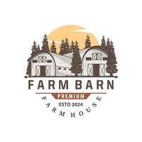 Barn logo agriculture building template farmer farm vintage design simple retro style illustration vector