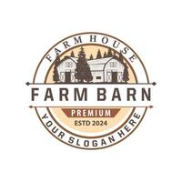 Barn logo agriculture building template farmer farm vintage design simple retro style illustration vector