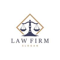 Lawyer Logo, Law Court Simple Design, Legal Scales Template Illustration Vector