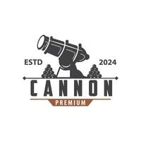 Cannon Logo, Elegant Simple Design Retro Vintage Style, War Artillery Vector, Illustration Symbol Icon vector