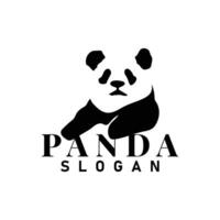 Cute and simple lazy black and white panda animal silhouette design template brand panda bear logo vector