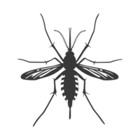 AI generated Silhouette mosquito animal black color only full body png