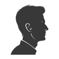 AI generated Silhouette men head thick black color only png