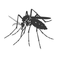 AI generated Silhouette mosquito animal black color only full body png