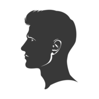 AI generated Silhouette men head thick black color only png