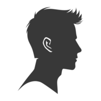 AI generated Silhouette men head thick black color only png