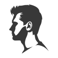 AI generated Silhouette men head thick black color only png