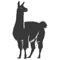 AI generated Silhouette llama animal black color only full body png