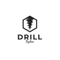 Drill Bit Logo Design Concept Vector Illustration