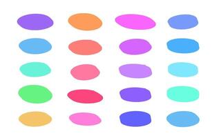 Set of hand-drawn highlighting brush elements doodle. Sketched set ellipses, bubbles. Multicolor ovals for selection isolated on white background. Vector illustration