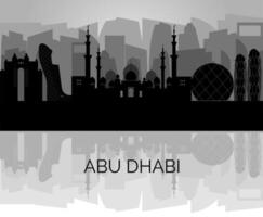 Abu Dhabi UAE 2024 skyline silhouette. Black Abu Dhabi city design isolated on gradient background, vector sights