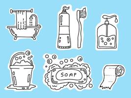 Illustration Outline Set Bath Equipment Icon vector