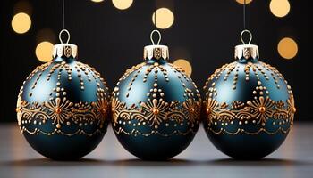 ai generado un brillante, brillante ornamento decora el Navidad árbol hermosamente generado por ai foto