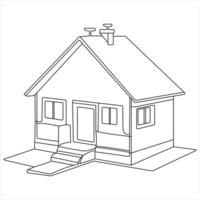 Continuous single line modern house art drawing vector style illustration