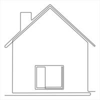 Continuous single line modern house art drawing vector style illustration